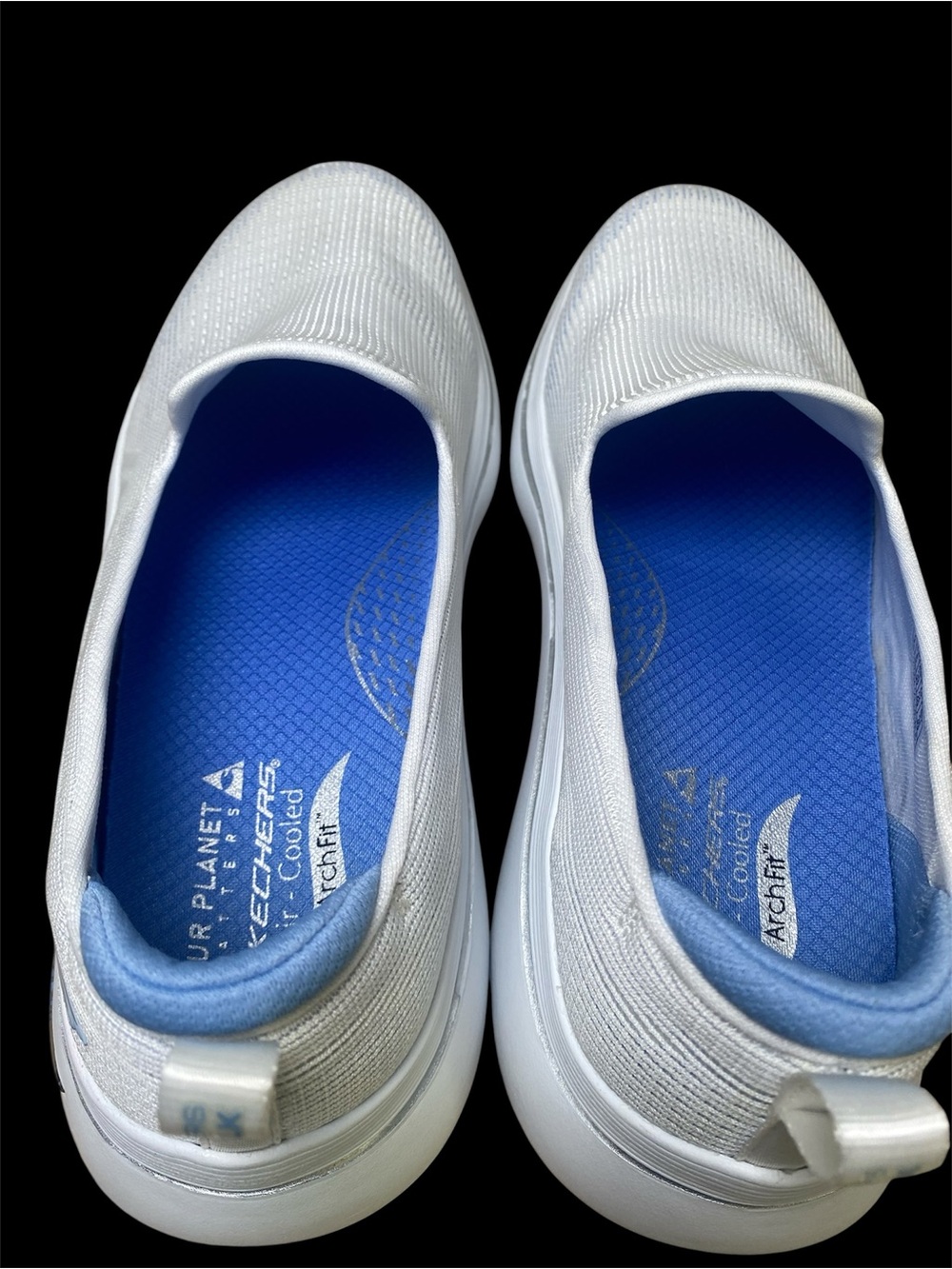 Skechers Go Walk Arch Fit, Mesh Slip-On Minimalist Sneakers White, Blue Sz 9 - Picture 10 of 11